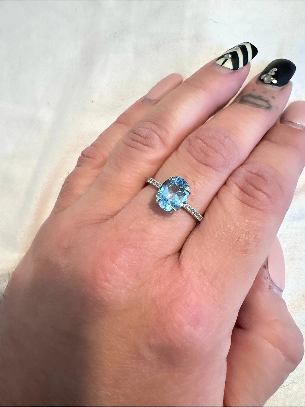 Aquamarine Grade AAA Ring in Sterling Silver Size 9